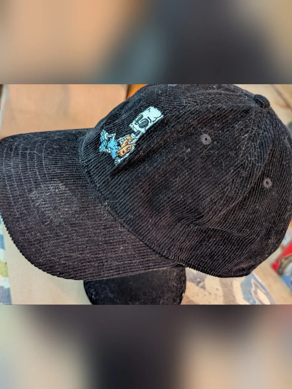 The Simpsons Skeleton Bart Hat Cap Black Corduroy By Mad Engine